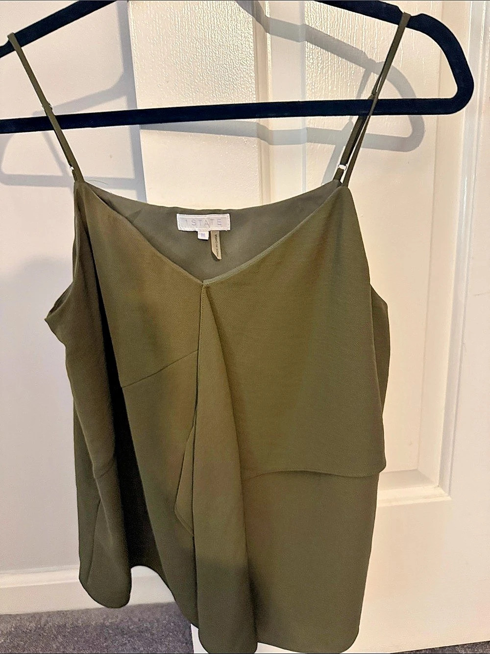 1.STATE Chiffon Inset Camisole Olive Green Medium